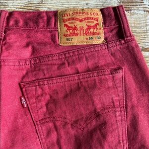 Levi's Red 501 Straight Back Pocket Jeans